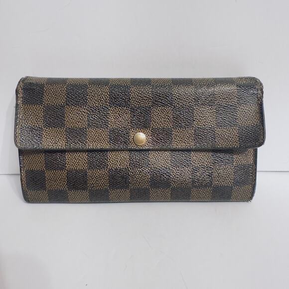 Authentic Louis Vuitton Damier Ebene Sarah Bifold Long Wallet - Picture 1 of 16